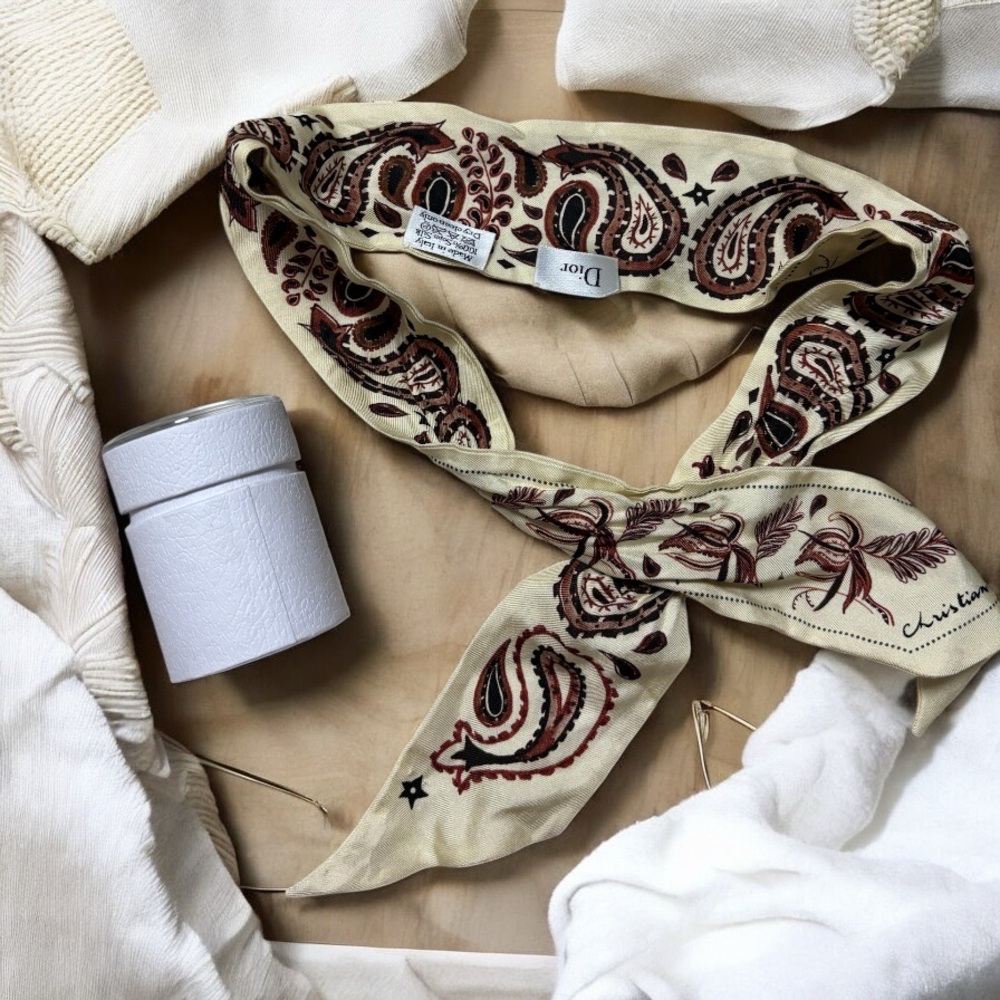 Luxurious Dior Silk Scarf in Paisley Print authentic